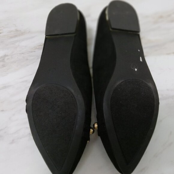 CEST 1946 | Jeweled Black Faux Suede Gold Trim Flats | Size 7 - Picture 6 of 9